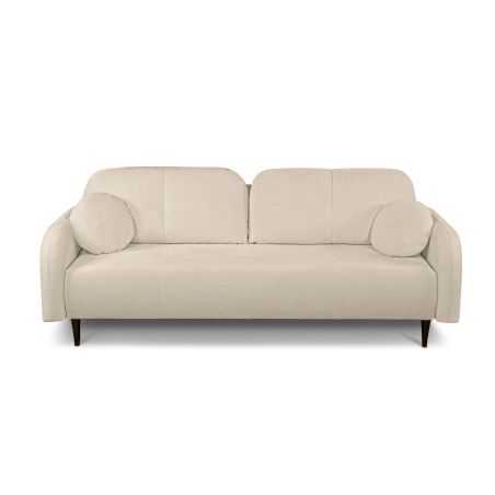 Canapé droit convertible ROTONDO 3 places tissu bouclette grège