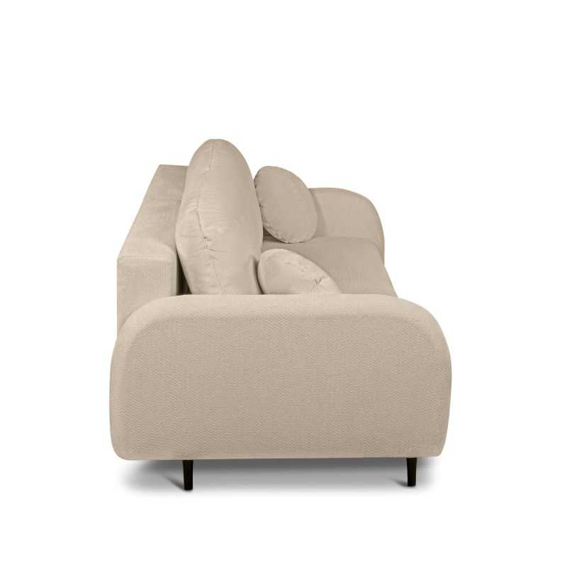 Canapé droit convertible ROTONDO 3 places tissu bouclette grège