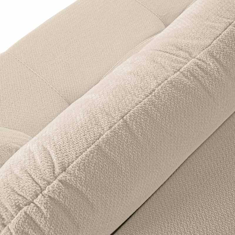 Canapé droit convertible ROTONDO 3 places tissu bouclette grège