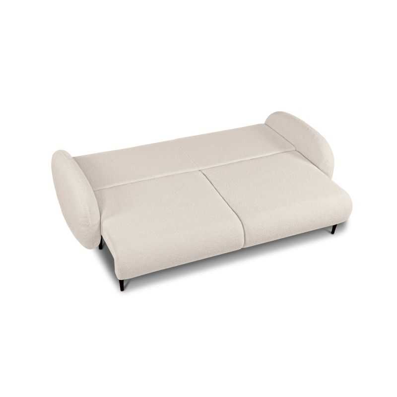 Canapé droit convertible CARINO 3 places tissu bouclette grège