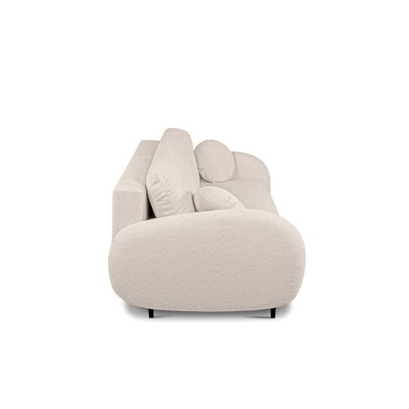 Canapé droit convertible CARINO 3 places tissu bouclette grège