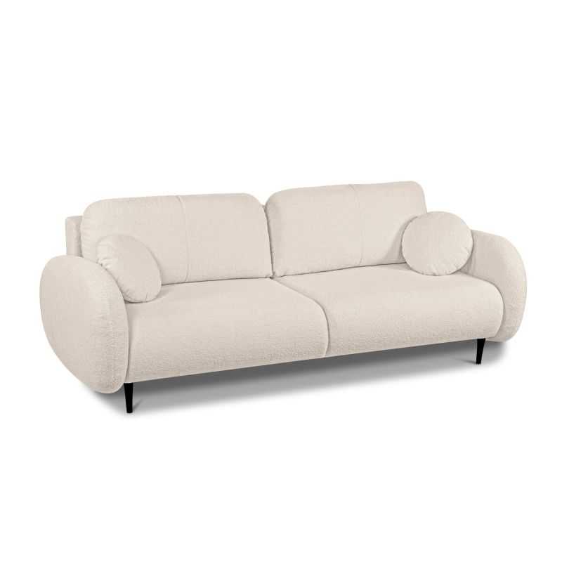 Canapé droit convertible CARINO 3 places tissu bouclette grège