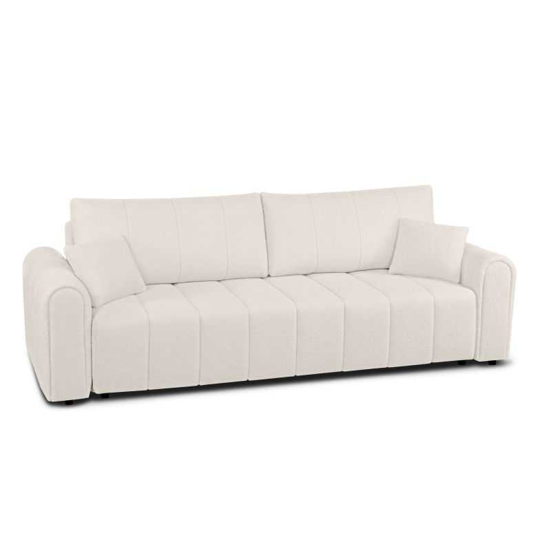 Canapé droit convertible GIORGIO 3 places tissu bouclette grège