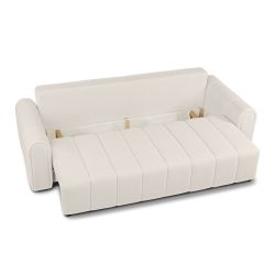 Canapé droit convertible GIORGIO 3 places tissu bouclette grège