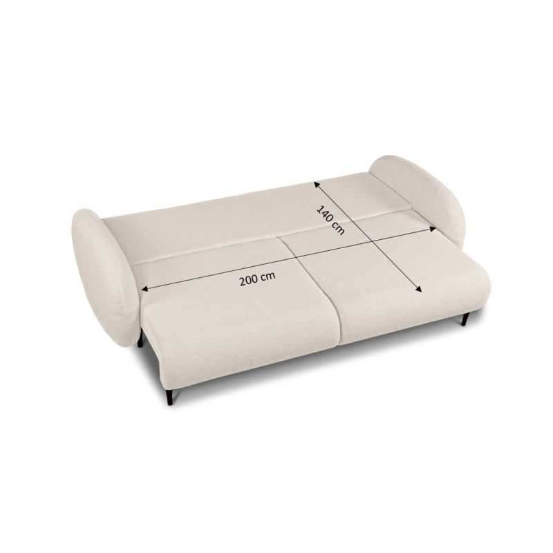 Canapé droit convertible CARINO 3 places tissu bouclette grège