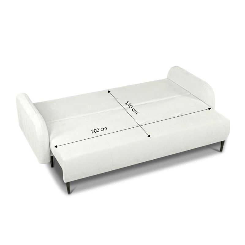 Canapé droit convertible ROTONDO 3 places tissu bouclette écru