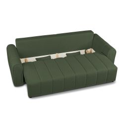Canapé droit convertible GIORGIO 3 places tissu bouclette vert kaki