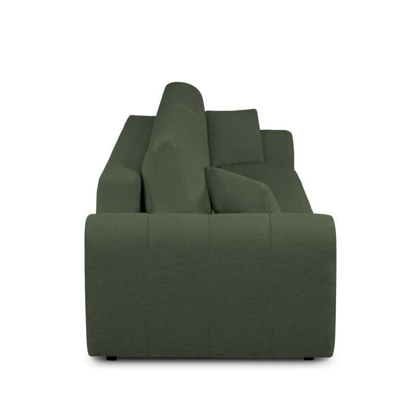 Canapé droit convertible GIORGIO 3 places tissu bouclette vert kaki