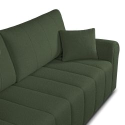 Canapé droit convertible GIORGIO 3 places tissu bouclette vert kaki