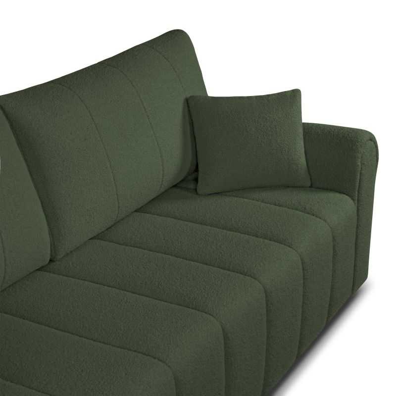 Canapé droit convertible GIORGIO 3 places tissu bouclette vert kaki