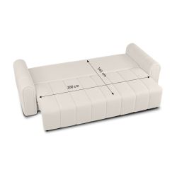 Canapé droit convertible GIORGIO 3 places tissu bouclette grège
