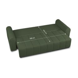 Canapé droit convertible GIORGIO 3 places tissu bouclette vert kaki
