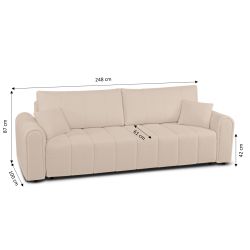 Canapé droit convertible GIORGIO 3 places tissu bouclette taupe