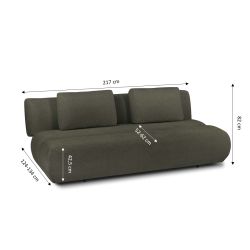 Canapé droit convertible PIO 3 places tissu bouclette vert kaki