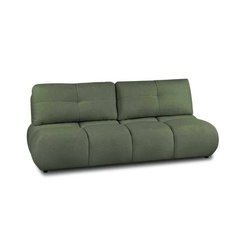 Canapé droit convertible TASCA 3 places tissu bouclette vert kaki