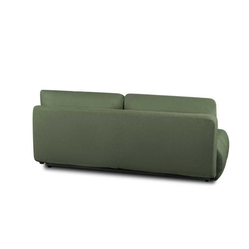Canapé droit convertible TASCA 3 places tissu bouclette vert kaki