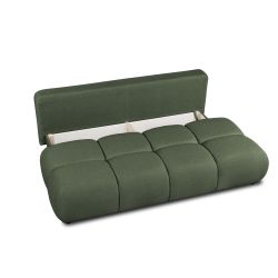 Canapé droit convertible TASCA 3 places tissu bouclette vert kaki