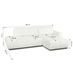 Canapé d'angle droit convertible SORELLA 4 places tissu chenille écru