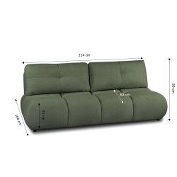 Canapé droit convertible TASCA 3 places tissu bouclette vert kaki