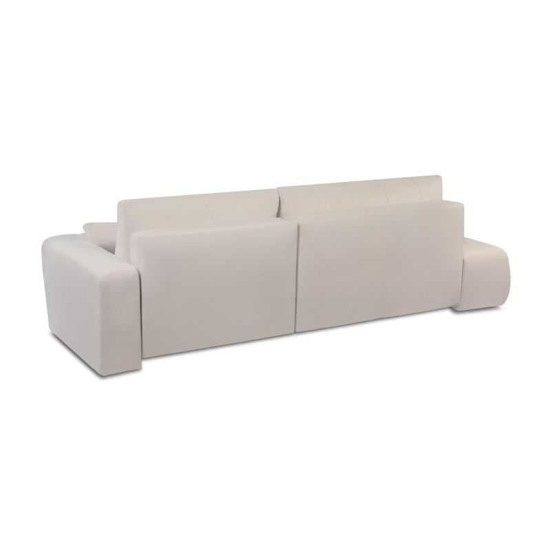 Canapé d'angle droit convertible BELEM 4/5 places tissu chenille grège