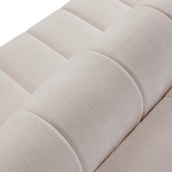 Canapé d'angle droit convertible BELEM 4/5 places tissu chenille grège