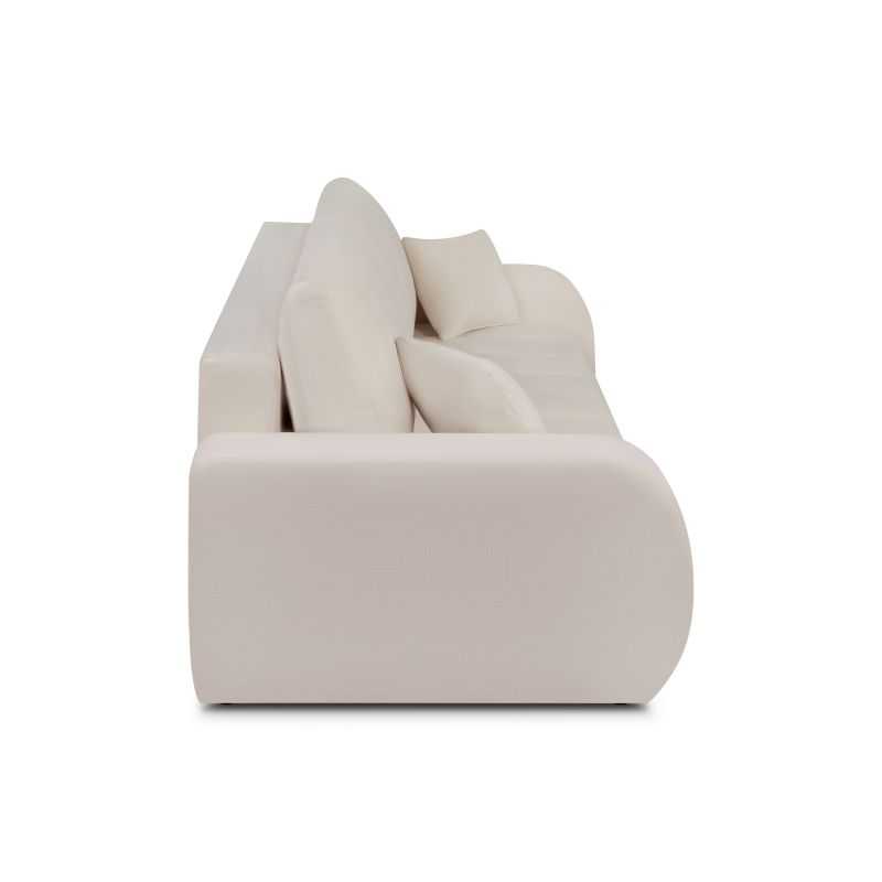 Canapé droit convertible BELEM 3 places tissu chenille grège