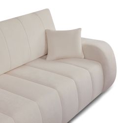 Canapé droit convertible BELEM 3 places tissu chenille grège