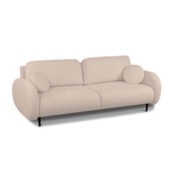 Canapé droit convertible CARINO 3 places tissu bouclette taupe