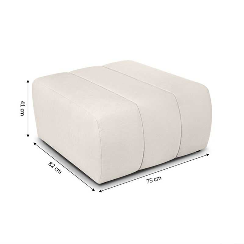 Pouf BELEM fixe en tissu chenille écru