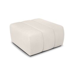 Pouf BELEM fixe en tissu chenille écru