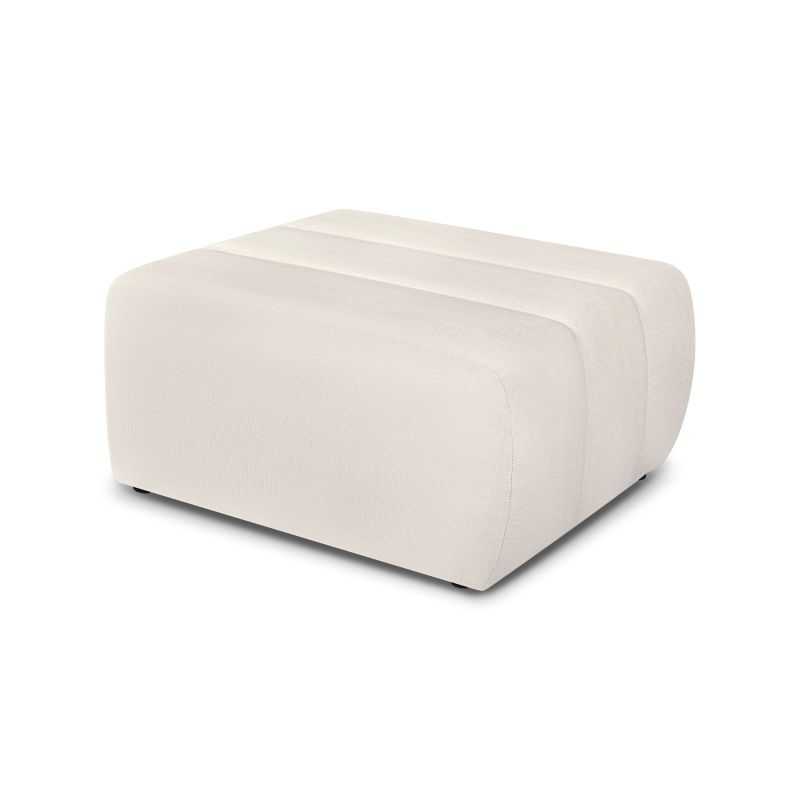 Pouf BELEM fixe en tissu chenille écru