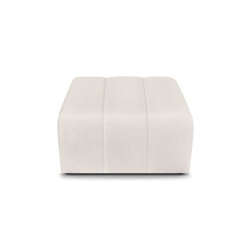 Pouf BELEM fixe en tissu chenille écru