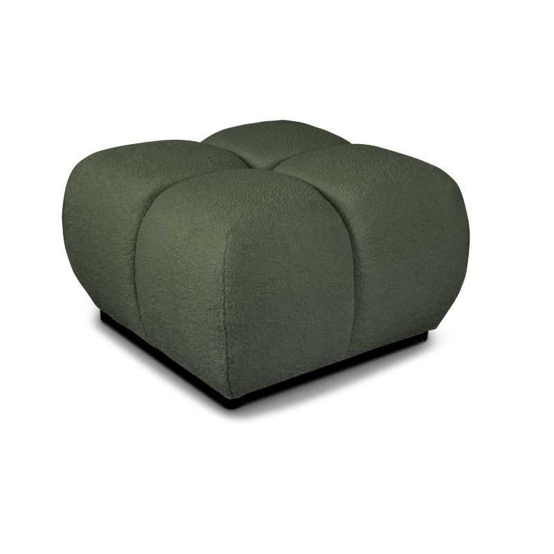Pouf TASCA tissu bouclette vert kaki