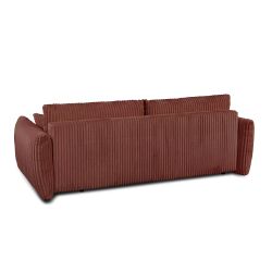 Canapé droit convertible GLORIA 3 places velours côtelé terracotta