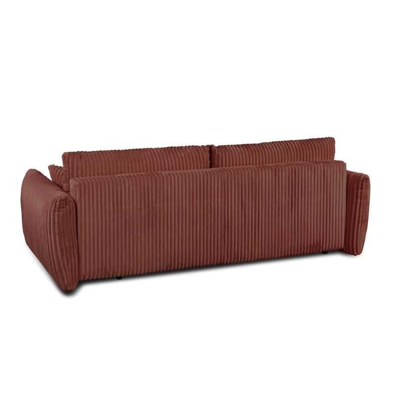 Canapé droit convertible GLORIA 3 places velours côtelé terracotta