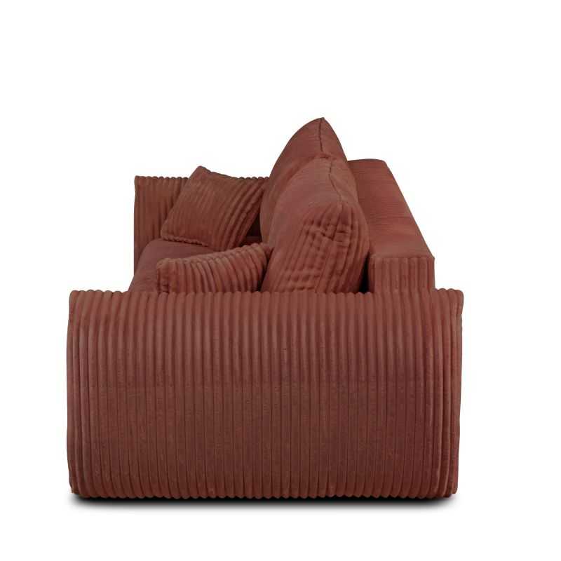 Canapé droit convertible GLORIA 3 places velours côtelé terracotta