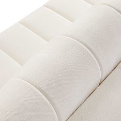 Canapé d'angle droit convertible BELEM 4/5 places tissu chenille écru