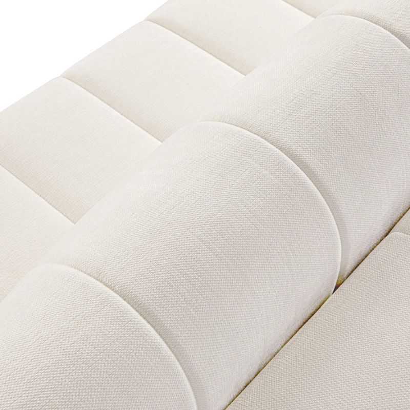 Canapé d'angle droit convertible BELEM 4/5 places tissu chenille écru
