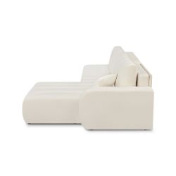 Canapé d'angle droit convertible BELEM 4/5 places tissu chenille écru