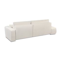 Canapé d'angle droit convertible BELEM 4/5 places tissu chenille écru