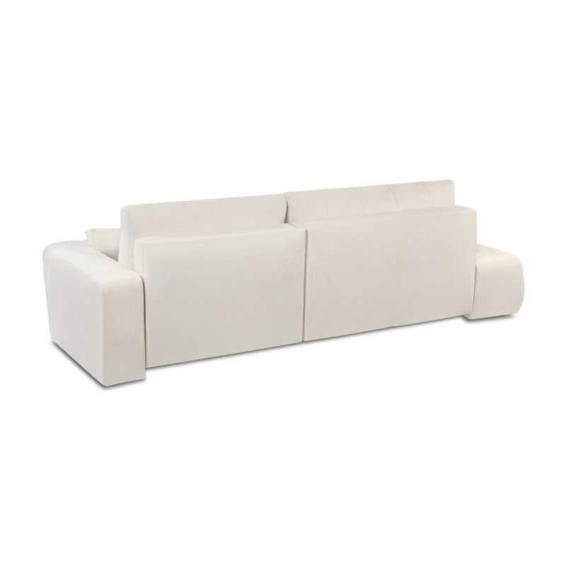 Canapé d'angle droit convertible BELEM 4/5 places tissu chenille écru