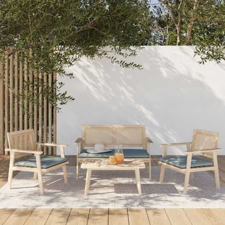 Salon de jardin MATA en bois d'acacia 4 places vert anglais