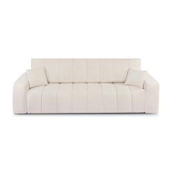 Canapé droit convertible BELEM 3 places tissu chenille écru