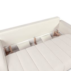 Canapé droit convertible BELEM 3 places tissu chenille écru