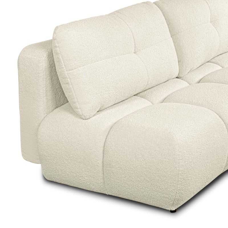 Canapé droit convertible TASCA 3 places tissu bouclette grège
