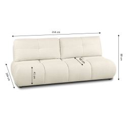 Canapé droit convertible TASCA 3 places tissu bouclette grège
