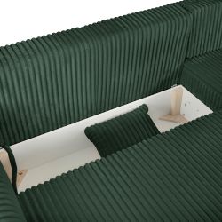 Canapé d'angle convertible et réversible GLORIA 4 places velours côtelé vert kaki