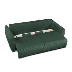 Canapé droit convertible GLORIA 3 places velours côtelé vert kaki