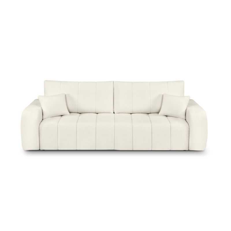 Canapé droit convertible BELEM 3 places tissu bouclette écru