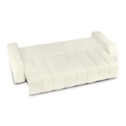 Canapé droit convertible BELEM 3 places tissu bouclette écru